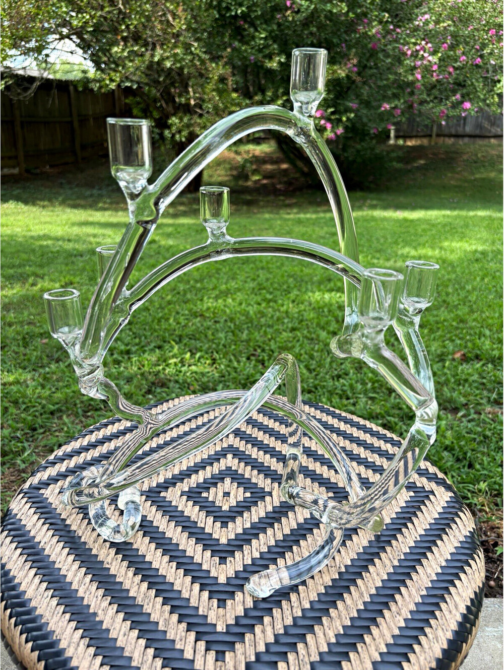 Abstract Elegant Art Glass Candelabra signed by Eva Schonfield